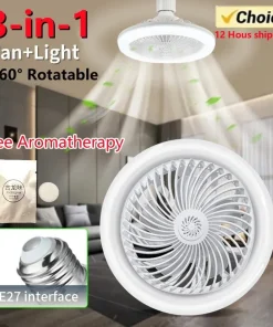 Ventilador de techo Rotatable 3en1 con lámpara LED y control remoto