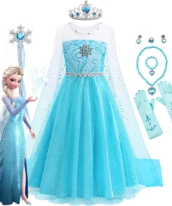 Vestido Elsa Disney para niñas, disfraz de Reina de las Nieves