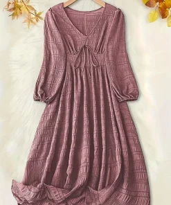 Vestido Midi con Cuello en V para Mujer Talla Grande XL-5XL