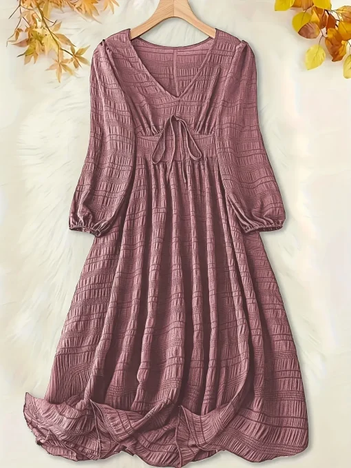 Vestido Midi con Cuello en V para Mujer Talla Grande XL-5XL