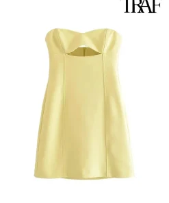 Vestido Mini Calado Sin Tirantes TRAF-Women