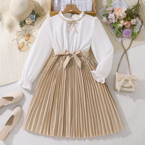 Vestido blanco combinado para niñas de 8 a 12 años