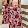 Vestido corto con estampado floral estilo europeo y americano para mujer 2024