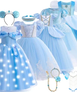 Vestido de Cenicienta de Cosplay con LED para niñas