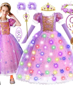 Vestido de Rapunzel, disfraz de niña, carnaval, princesa, fiesta de cumpleaños