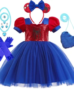 Vestido de Spiderman de lentejuelas y tul para niñas, regalo sorpresa de cumpleaños, disfraz de fiesta de Halloween infantil