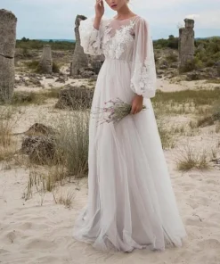 Vestido de encaje blanco de fiesta para mujer