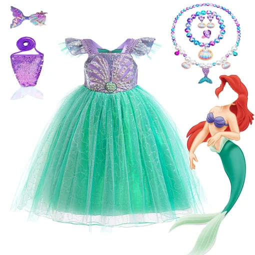 Vestido de fiesta con disfraz de Ariel para niña