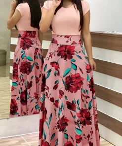 Vestido de manga corta con estampado floral 2024