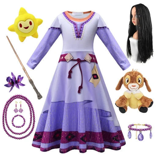 Vestido de princesa de cosplay de Asha