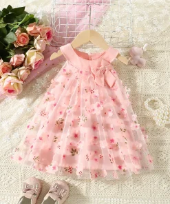 Vestido niña bebé malla flores