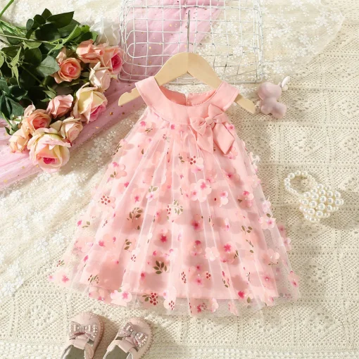 Vestido niña bebé malla flores