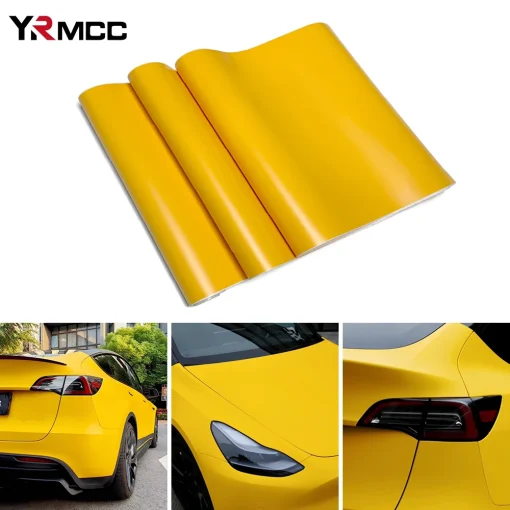 Vinilo mate para envolver y decorar coches, amarillo