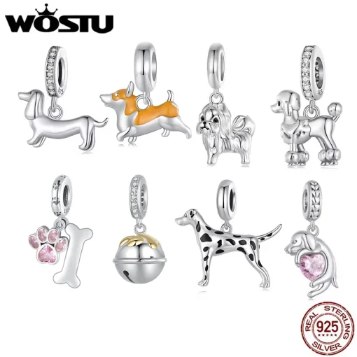 WOSTU Dije de Perro Plata de Ley 925