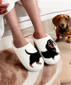 Zapatillas bordadas de peluche para interior con suela gruesa y cuadros