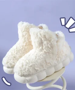 Zapatillas de algodón de felpa para mujer, media pantufla