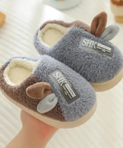 Zapatillas de algodón para niño y niña con peluche