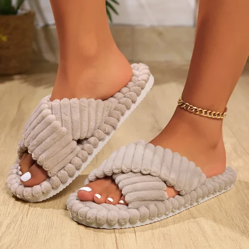 Zapatillas de casa cómodas de pana cruzada de moda