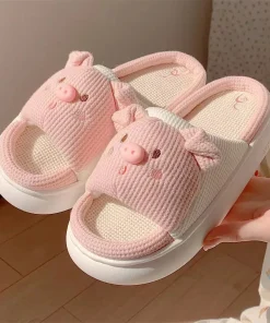 Zapatillas de casa de lino y algodón para mujer