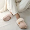 Zapatillas de felpa sintética de peluche de invierno para mujer