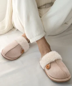 Zapatillas de felpa sintética de peluche de invierno para mujer