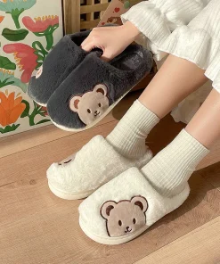 Zapatillas de oso de peluche para invierno