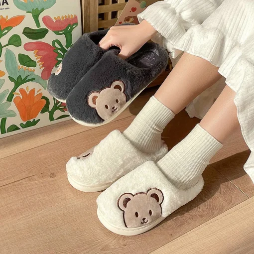 Zapatillas de oso de peluche para invierno