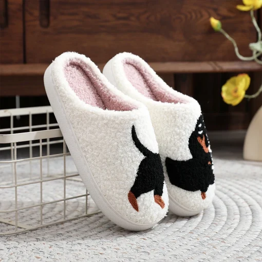 Zapatillas de peluche Dachshund con punta cerrada y antideslizantes