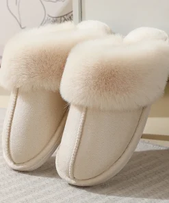 Zapatillas de peluche de moda de piel sintética para mujer