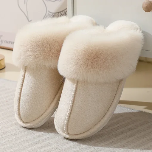 Zapatillas de peluche de moda de piel sintética para mujer