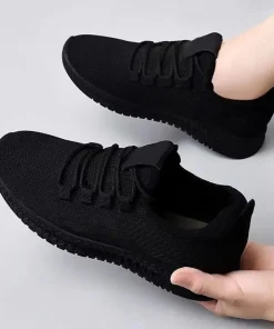 Zapatillas deportivas negras de plataforma transpirables antideslizantes de moda para mujer 2024 otoño