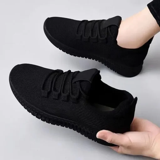 Zapatillas deportivas negras de plataforma transpirables antideslizantes de moda para mujer 2024 otoño