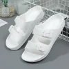 Zapatillas dulces para damas de verano, amantes de las pantuflas Boken antideslizantes con suela gruesa de EVA de doble hebilla