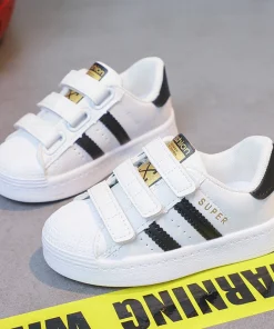 Zapatillas infantiles de moda blanca antideslizantes, casuales