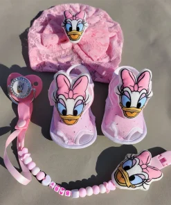 Zapatillas recién nacidos Pato Daisy rosa anime Disney